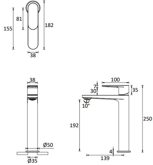 Additional image for Tall Basin Mixer Tap With Waste (Br Brass).