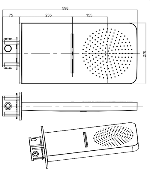 Additional image for Multifunction Shower Head With Waterfall 270x598mm.
