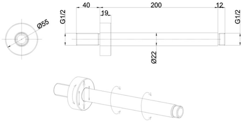 Additional image for Ceiling Mounted Shower Arm (Matt Black).