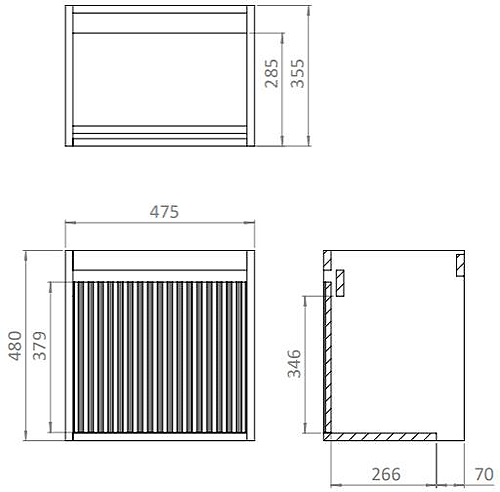 Additional image for Wall Unit With Black Glass Basin (475mm, Navarra Oak, 1TH).