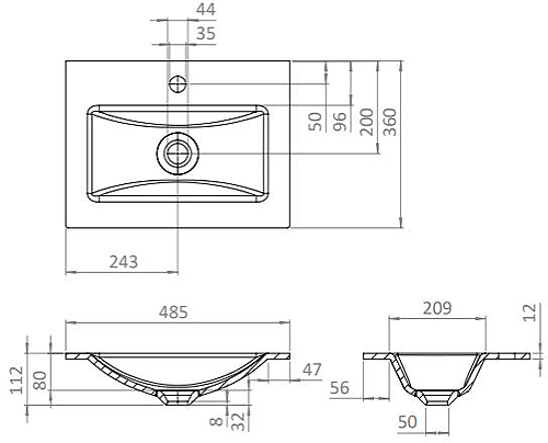 Additional image for Wall Unit With Black Glass Basin (475mm, Navarra Oak, 1TH).