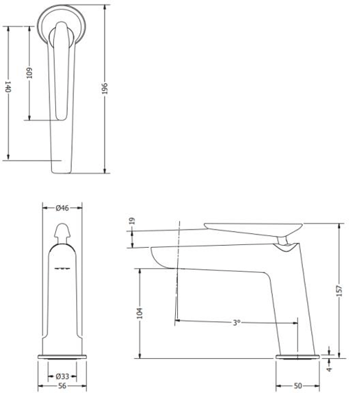 Additional image for Basin Mixer Tap With Lever Handle (Br Brass).