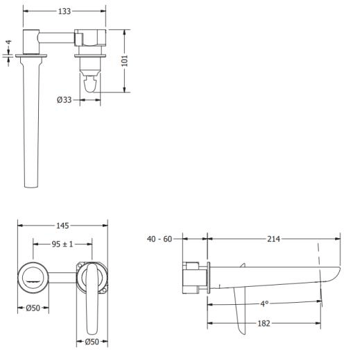 Additional image for Wall Mounted Basin Mixer Tap (2 Hole, Br Brass).