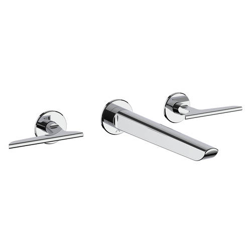 Additional image for Wall Mounted Basin Mixer Tap (3 Hole, Chrome).