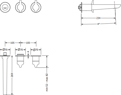 Additional image for Shower Valve With Spout (3 Outlets, Chrome).