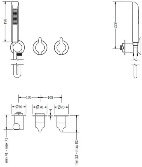 Additional image for Shower Valve With Shower Kit & 2 Outlets (Chrome).