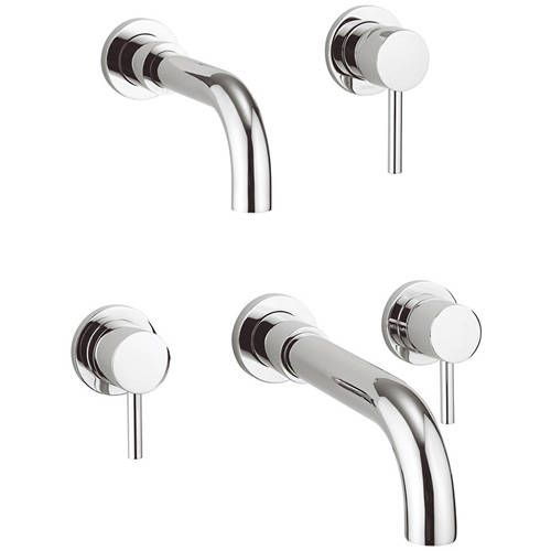 Additional image for Wall Mounted Basin & Bath Filler Tap Pack (Chrome).