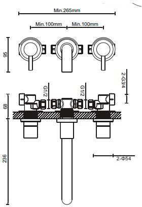 Additional image for Wall Mounted Basin & Bath Filler Tap Pack (Chrome).