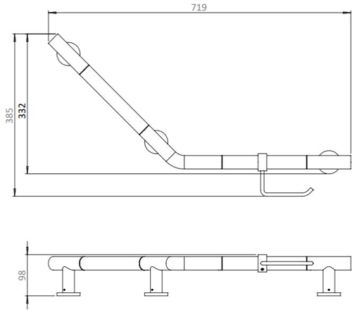 Additional image for Angled Grab Bar With Toilet Roll Holder (Br Bronze).