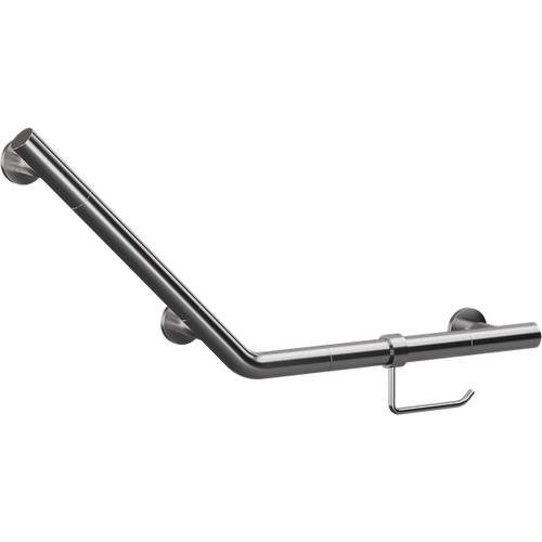 Additional image for Angled Grab Bar With Toilet Roll Holder (Chrome).