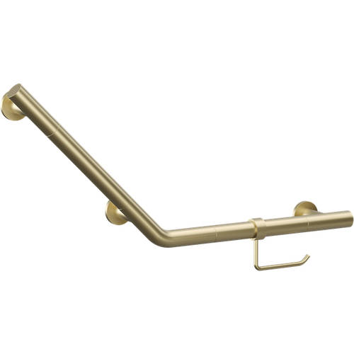 Additional image for Angled Grab Bar With Toilet Roll Holder (Br Brass).