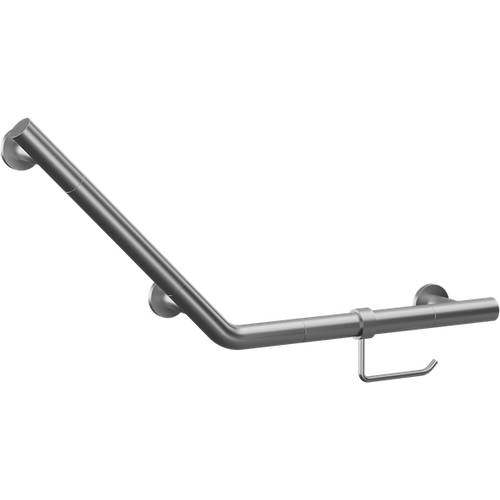 Additional image for Angled Grab Bar With Toilet Roll Holder (Br Steel).