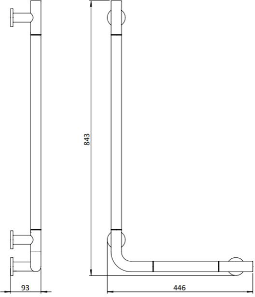 Additional image for Right Angled Grab Bar (Stainless Steel).