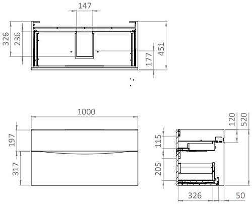 Additional image for Vanity Unit With White Cast Basin (1000mm, Matt Black, 1TH).