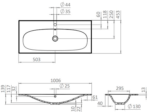 Additional image for Vanity Unit With White Cast Basin (1000mm, Steelwood, 1TH).