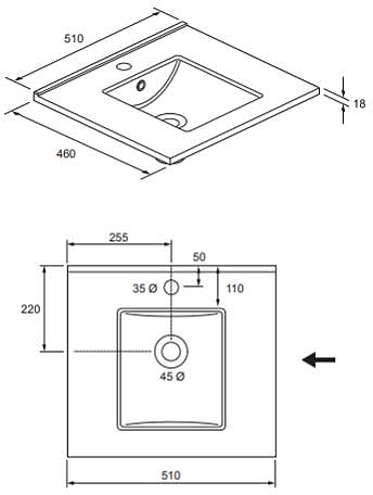 Additional image for Vanity Unit With Ceramic Basin (500mm, Matt Black, 1TH).