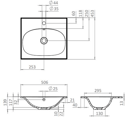 Additional image for Vanity Unit With White Cast Basin (500mm, Matt Black, 1TH).