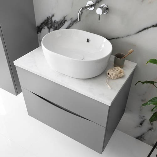 Additional image for Vanity Unit With Marble Worktop (500mm, Storm Grey).