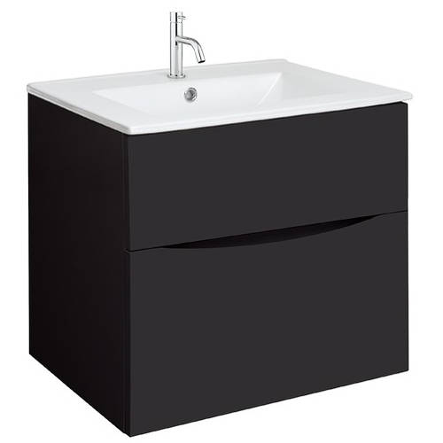 Additional image for Vanity Unit With Ceramic Basin (600mm, Matt Black, 1TH).