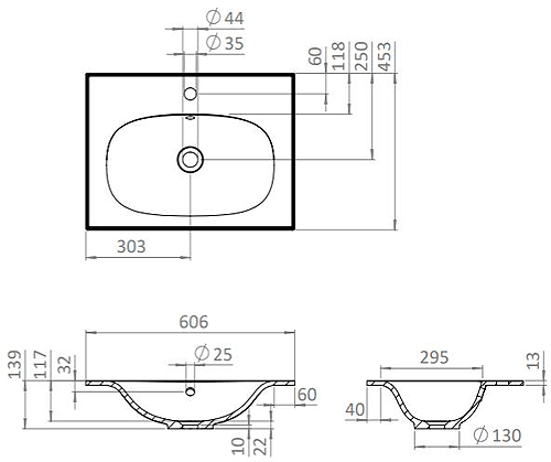 Additional image for Vanity Unit With White Cast Basin (600mm, Matt Black, 1TH).