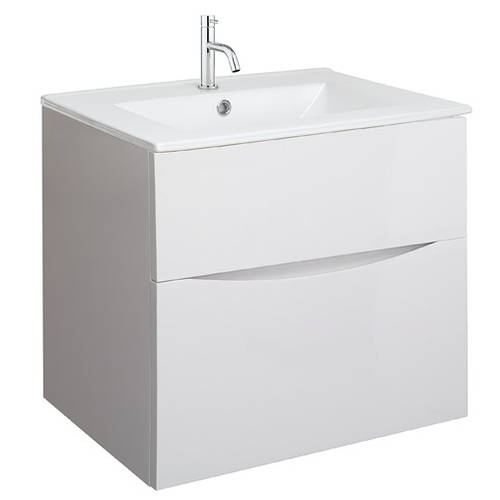 Additional image for Vanity Unit With Ceramic Basin (600mm, White Gloss, 1TH).