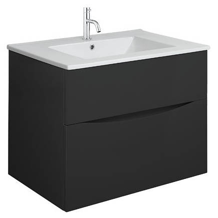 Additional image for Vanity Unit With Ceramic Basin (700mm, Matt Black, 1TH).