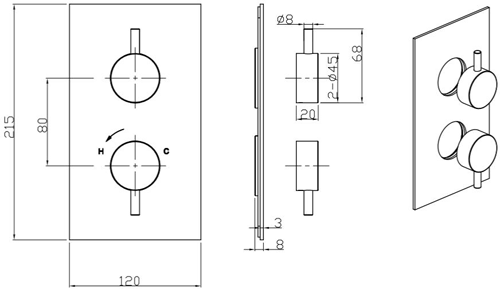 Additional image for Thermostatic Shower Bundle (Chrome).