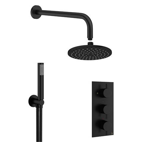 Additional image for 2 Outlet 3 Handle Shower Bundle (Matt Black).