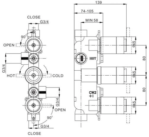 Additional image for 2 Outlet 3 Handle Shower Bundle (Slate).