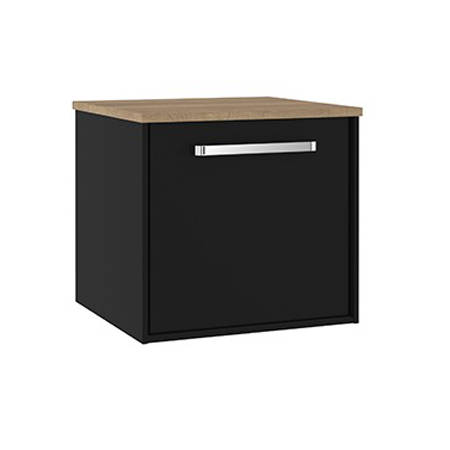 Additional image for Vanity Unit With Oak Top (500mm, Matt Black).