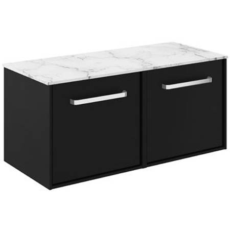 Additional image for Vanity Unit With Carrara Top (1000mm, Matt Black).