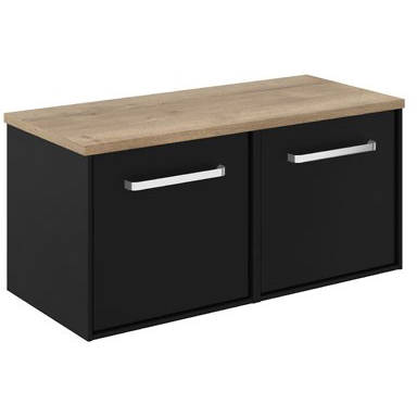 Additional image for Vanity Unit With Windsor Oak Top (1000mm, Matt Black).