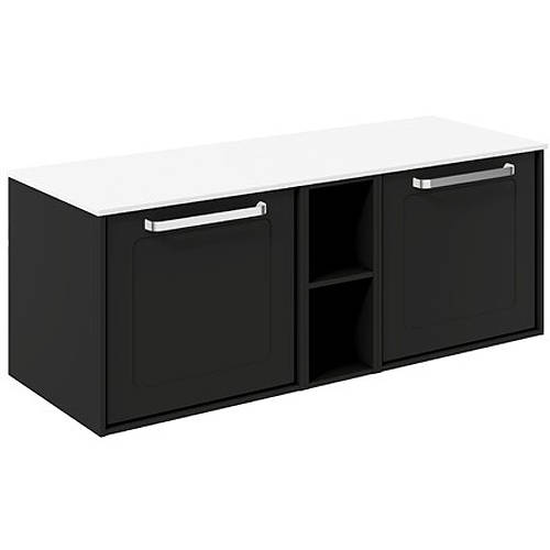 Additional image for Framed Vanity With White Top (1200mm, Matt Black).