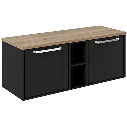 Additional image for Framed Vanity With Oak Top (1200mm, Matt Black).