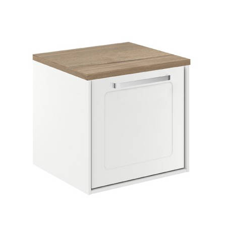 Additional image for Framed Vanity With Oak Top (500mm, Matt White).