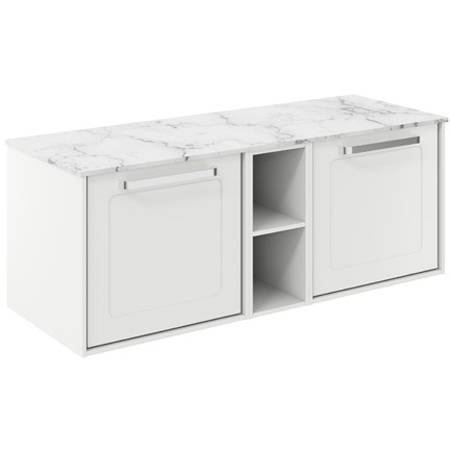 Additional image for Framed Vanity With Carrara Top (1200mm, Matt White).