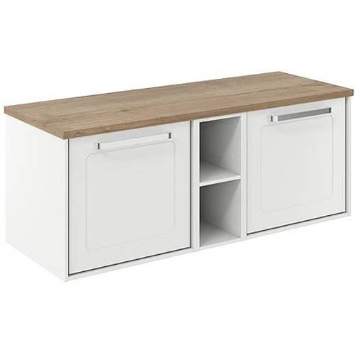 Additional image for Framed Vanity With Oak Top (1200mm, Matt White).