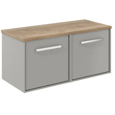 Additional image for Vanity Unit With Windsor Oak Top (1000mm, Storm Grey Matt).