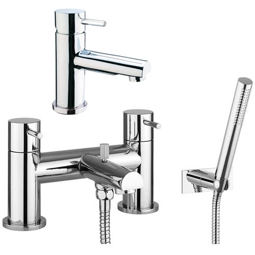 Additional image for Basin & Bath Shower Mixer Tap Pack With Kit (Chrome).