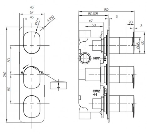 Additional image for Thermostatic Shower Valve  (2 Outlets).