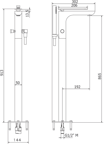 Additional image for Floor Standing Bath Shower Mixer Tap With Kit.