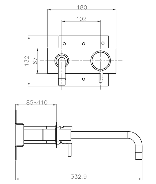 Additional image for Wall Mounted Basin Mixer Tap (Chrome).