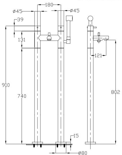 Additional image for Bath Shower Mixer Tap With Kit & Legs (Chrome).