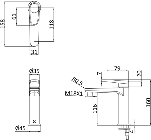 Additional image for Basin Mixer Tap With Loop Handle (Chrome).