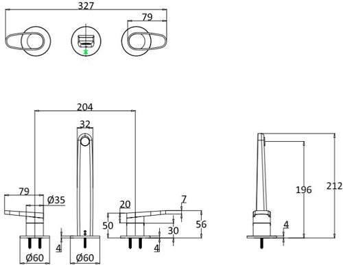 Additional image for Wall Mounted Basin Mixer Tap (3 Hole, Br Brass).