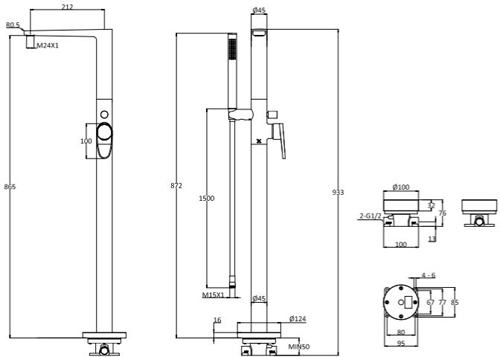 Additional image for Floor Standing Bath Shower Mixer Tap (M Black).