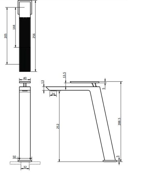 Additional image for Tall Mono Basin Mixer Tap (Matt Black).