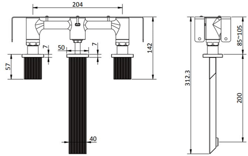 Additional image for 3 Hole Wall Mounted Basin Mixer Tap (Matt Black).