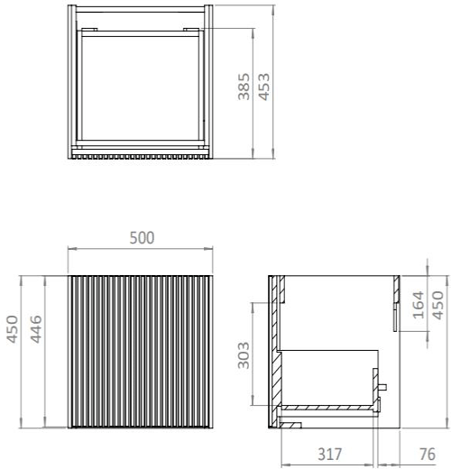 Additional image for Wall Hung Unit, White Glass Basin (500mm, Stone, 1TH).