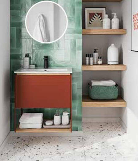 Additional image for Vanity Unit With Shelf & Cast Basin (500mm, Soft Clay, 1TH).